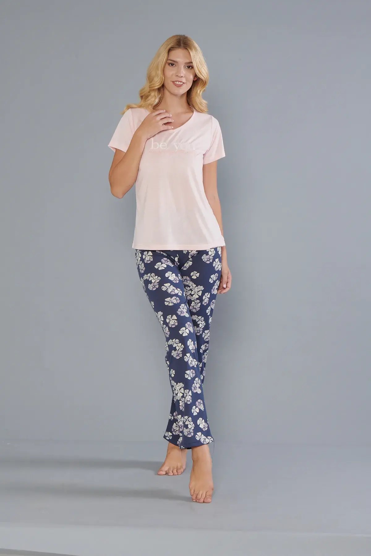 Alperi 78-101 (M-L-XL-XXL) Bayan Viskon Kısa Kollu Pijama Takım