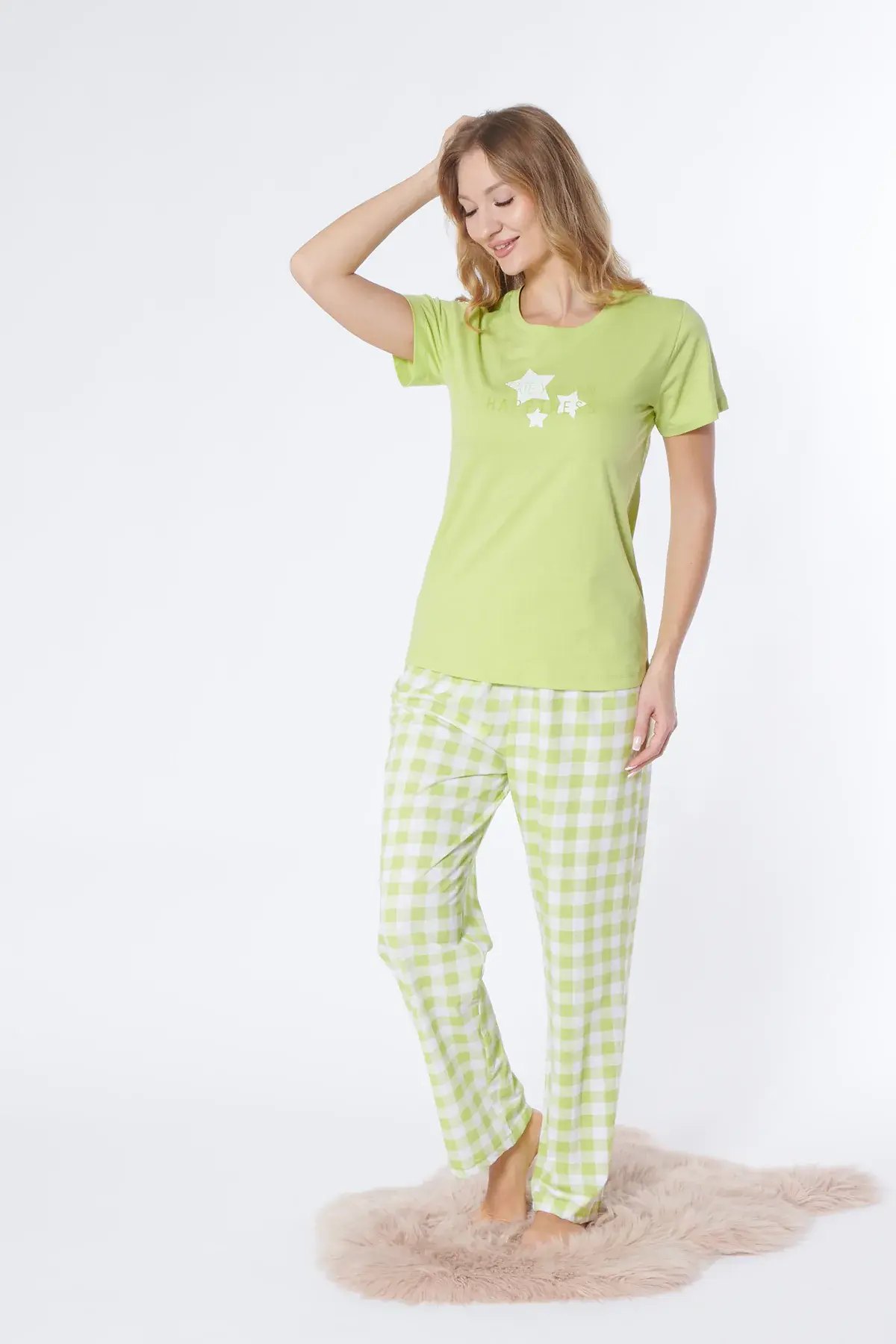 Alperi ALP78-102 (M-L-XL-XXL) Bayan Kısa Kollu Pijama Takım
