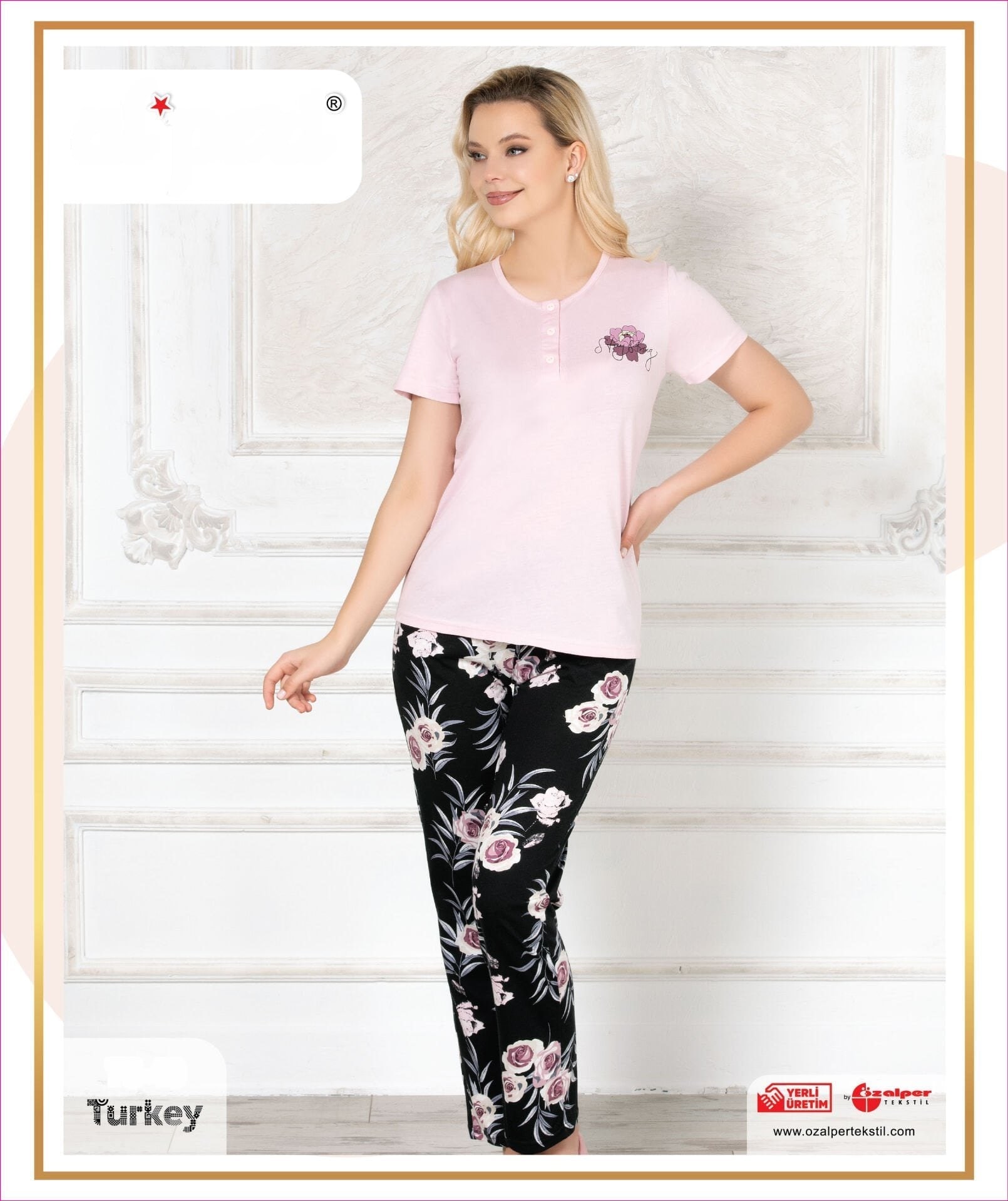 Alperi 78-49 (M-L-XL-XXL) Bayan Kısa Kollu Pijama Takım