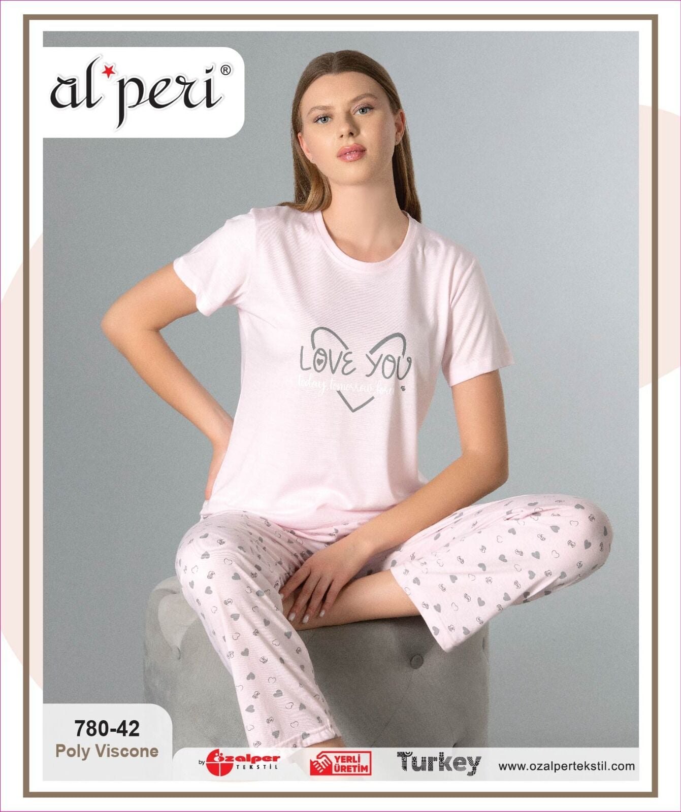 Alperi 780-42 (M-L-XL-XXL) Bayan Kısa Kollu Pijama Takım