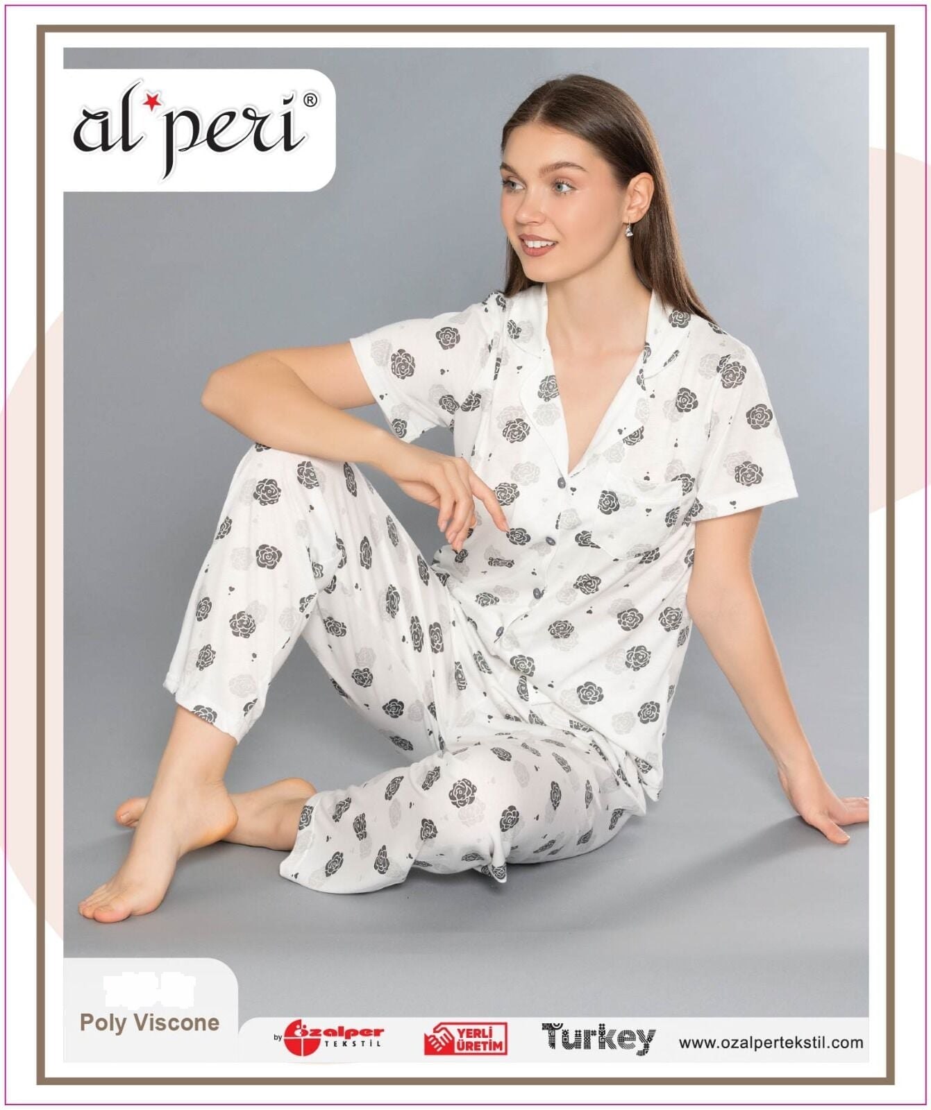 Alperi 780-51 (M-L-XL-XXL) Bayan Viskon Kısa Kollu Pijama Takım