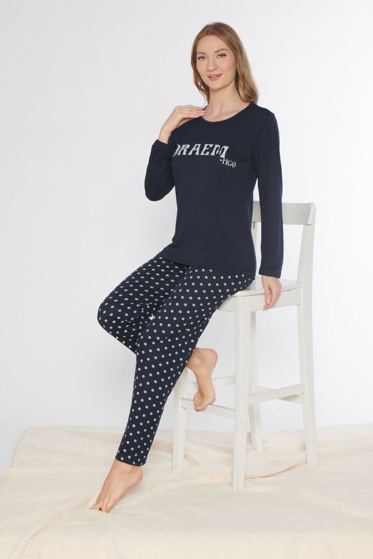 Alperi 790-87 (M-L-XL-XXL) Bayan Viskon Uzun Kollu Pijama Takım