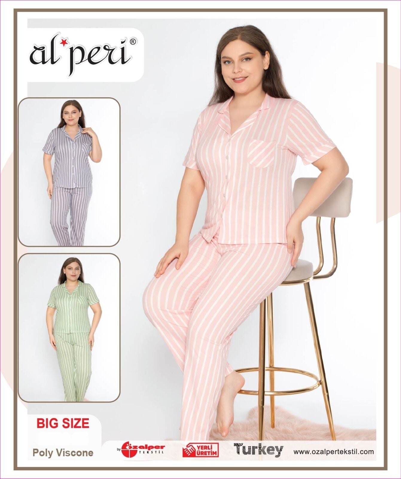 Alperi B780-25 (3XL-4XL-5XL-6XL) Bayan Kısa Kollu Pijama Takım