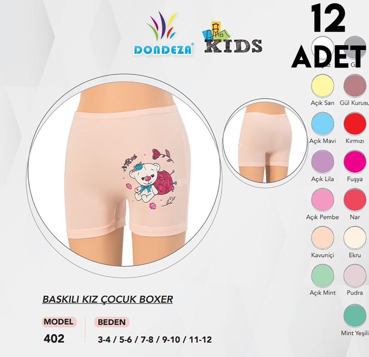 Dondeza 402 Baskılı Kız Çocuk Boxer