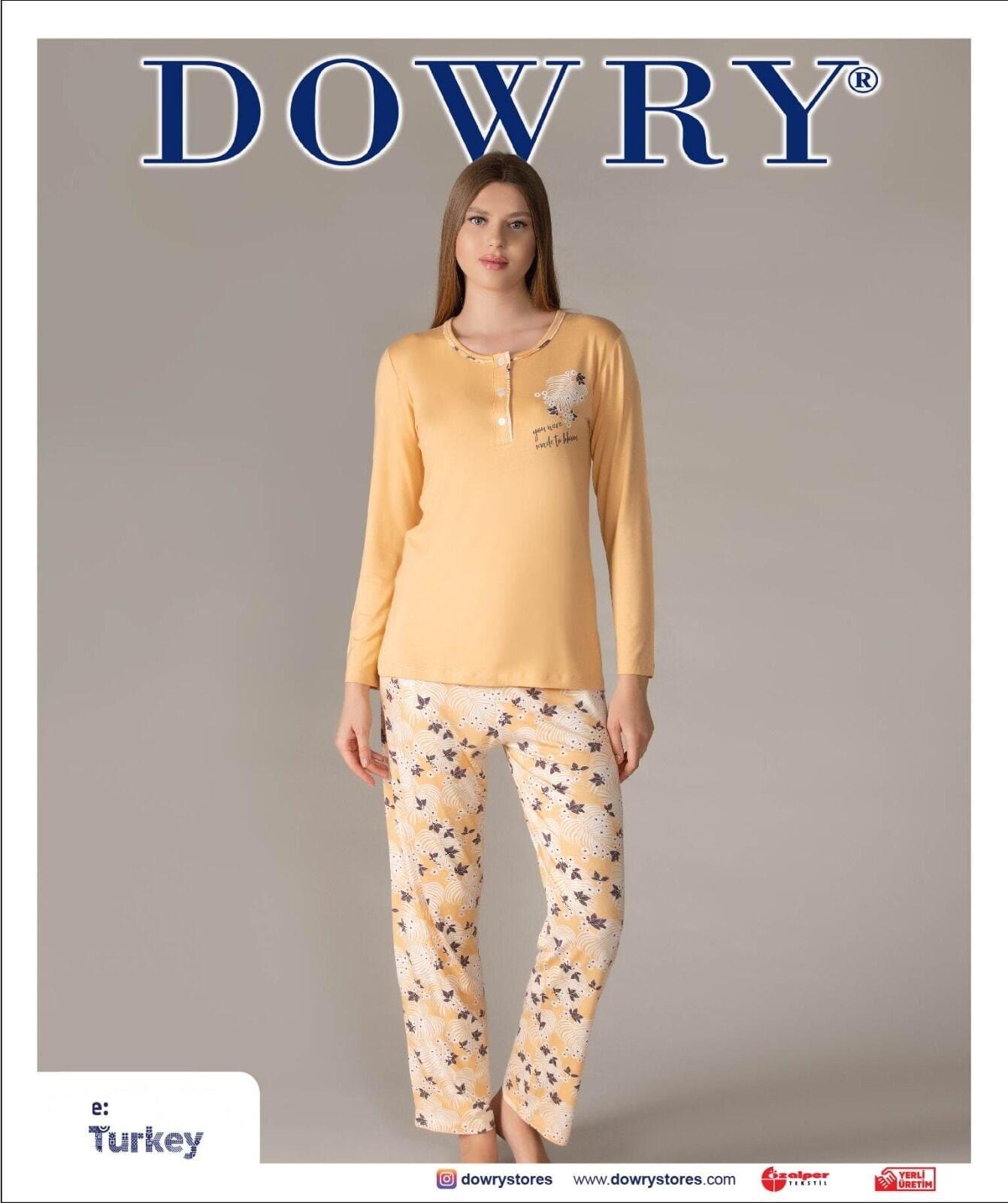 Dowry 09-134 (S-M-L-XL) Uzun Kollu Bayan Pijama Takımı