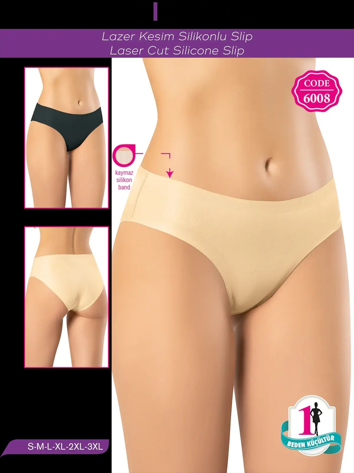 MF MISS FLEX 6008 Lazer Kesim Midi Slip Külot
