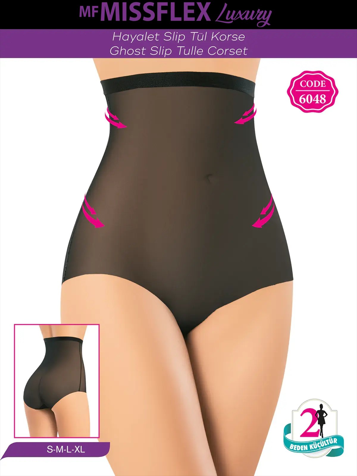 MF MISS FLEX 6048 Lazer Kesim Nefes Alan Hayalet Slip Tül Korse