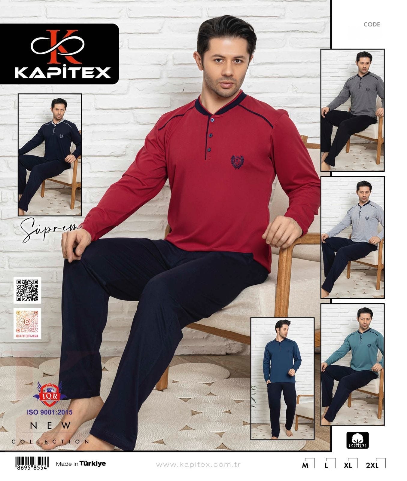 Kapitex 5855 (M-L-XL-XXL) Erkek Uzun Kollu Pijama Takım