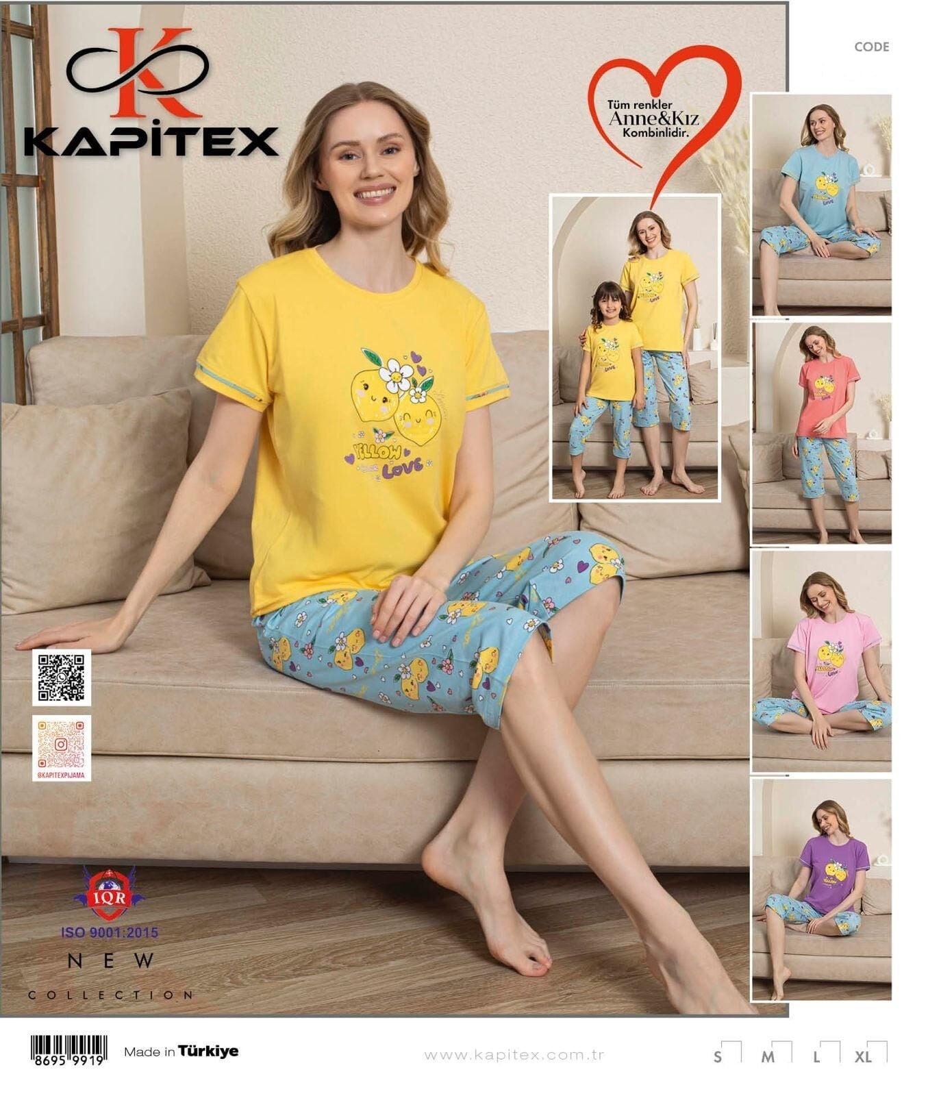 Kapitex 5991 Kısa Kol Kapri Bayan Pijama Takım