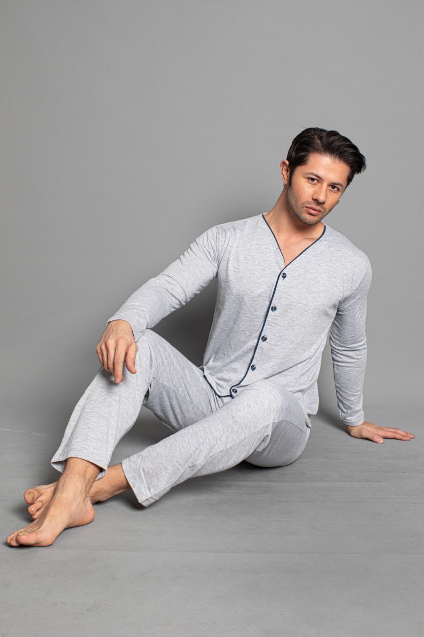 Işılay 16705 Süprem Düğmeli Uzun Kol Erkek Pijama Takım