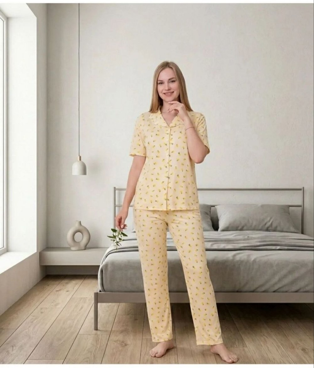 Manolya 1351 Milan Düğmelı Kısa Kol Pijama Takım Kod