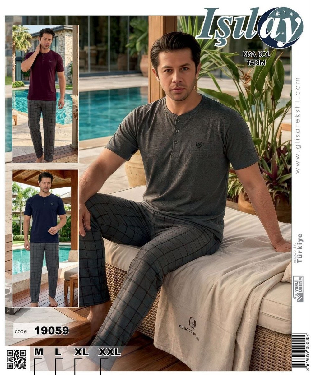 Işılay 19059-19060 Süprem Erkek Kısa Kolu Pijama Takım Kod