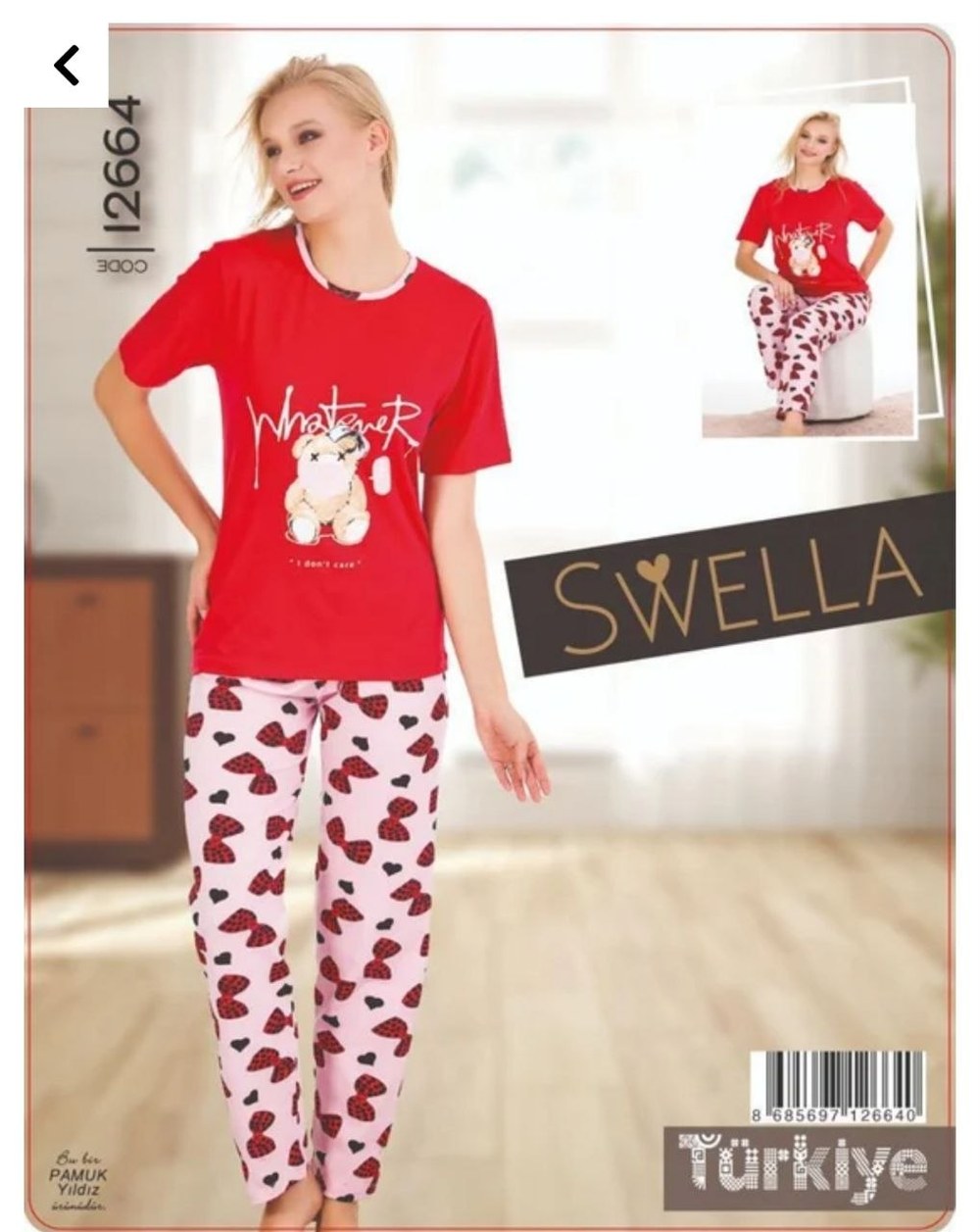 Swella Kısa Kol Bayan Pijama Takım Kod