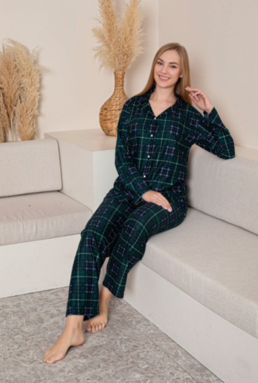 Sude P605 Süet Düğmelı Battal Bayan Pijama Takım Kod