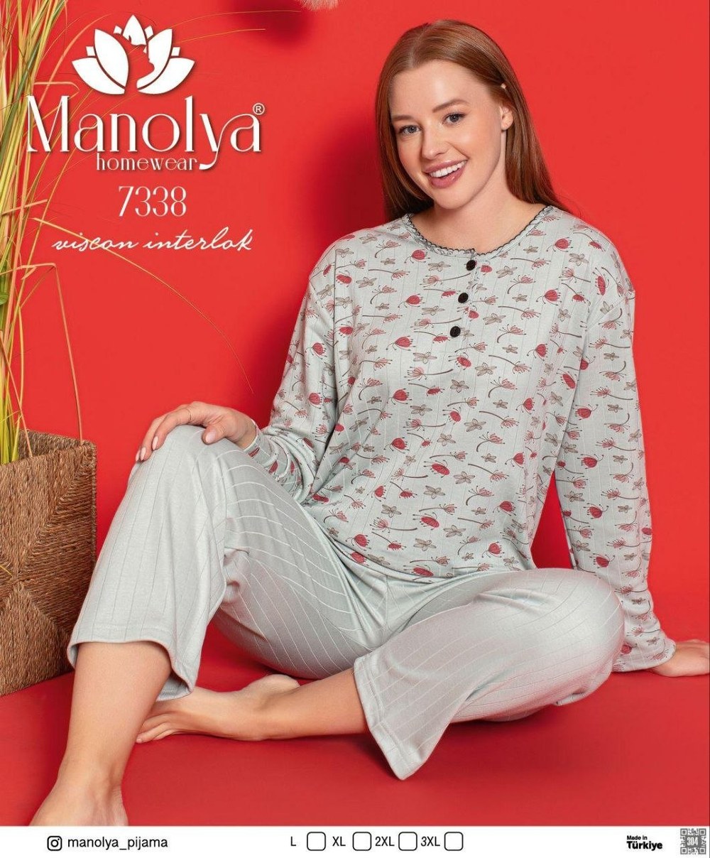 Manolya 7338 Viskon İnterlok Anne Pijama Takım Kod