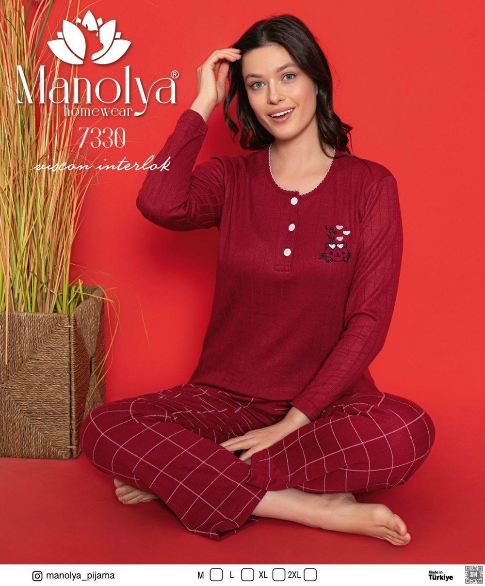 Manolya 7330 Viskon İnterlok Genç Bayan Pijama Takım Kod