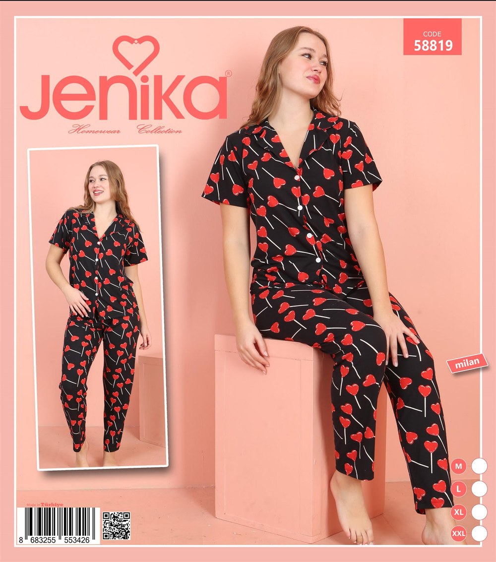 Jenika Milan Düğmeli Kadın Pijama Takım Kod