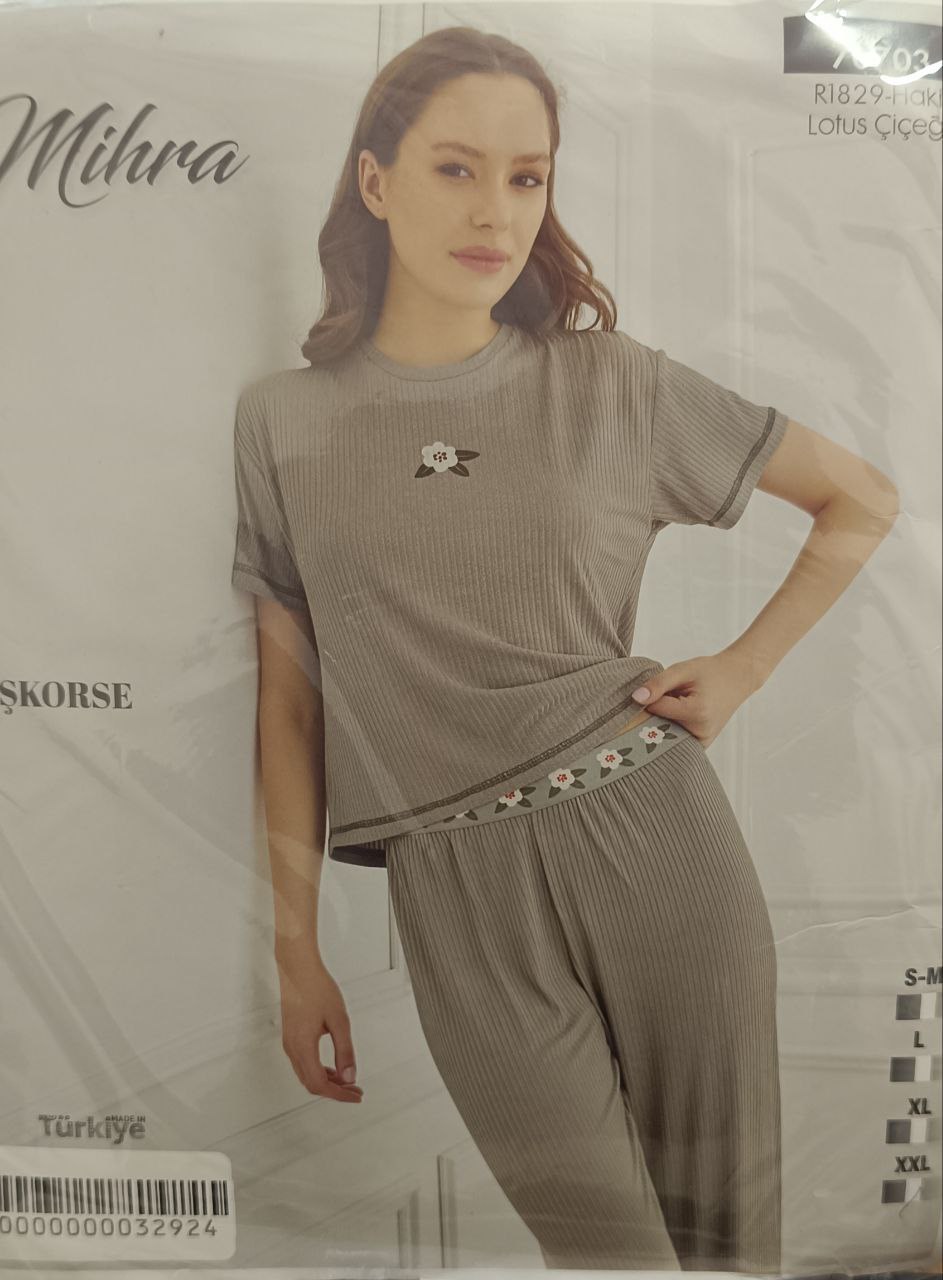 Mihra Kaşkorse Kısa Kol Pijama Takımı 70703 + Kod