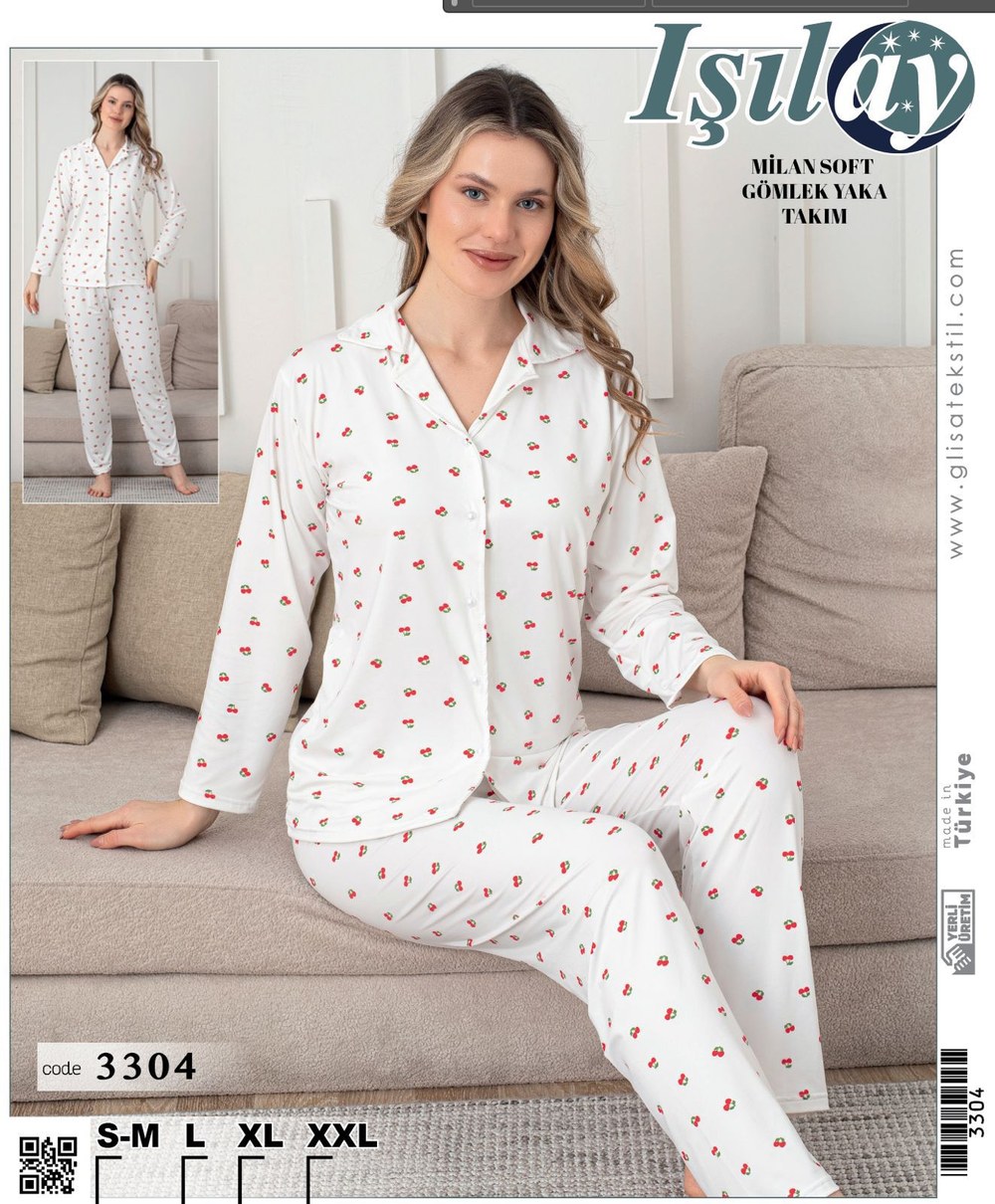 Işılay 3311-3301-3304 Milan Soft Gömlek Yaka Pijama Takım Kod