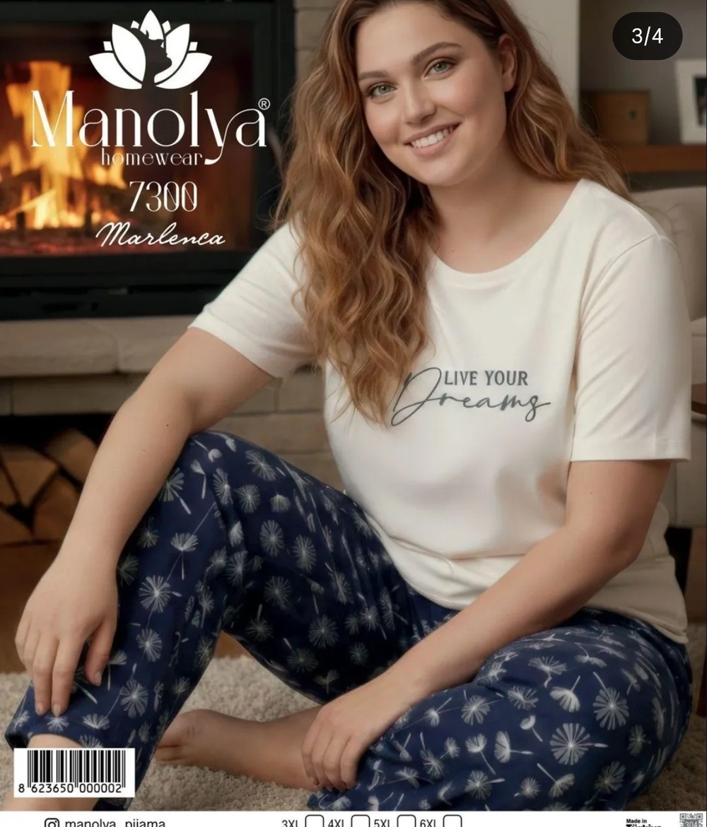Manolya 7300 Kadın Battal Pijama Takımı Kod