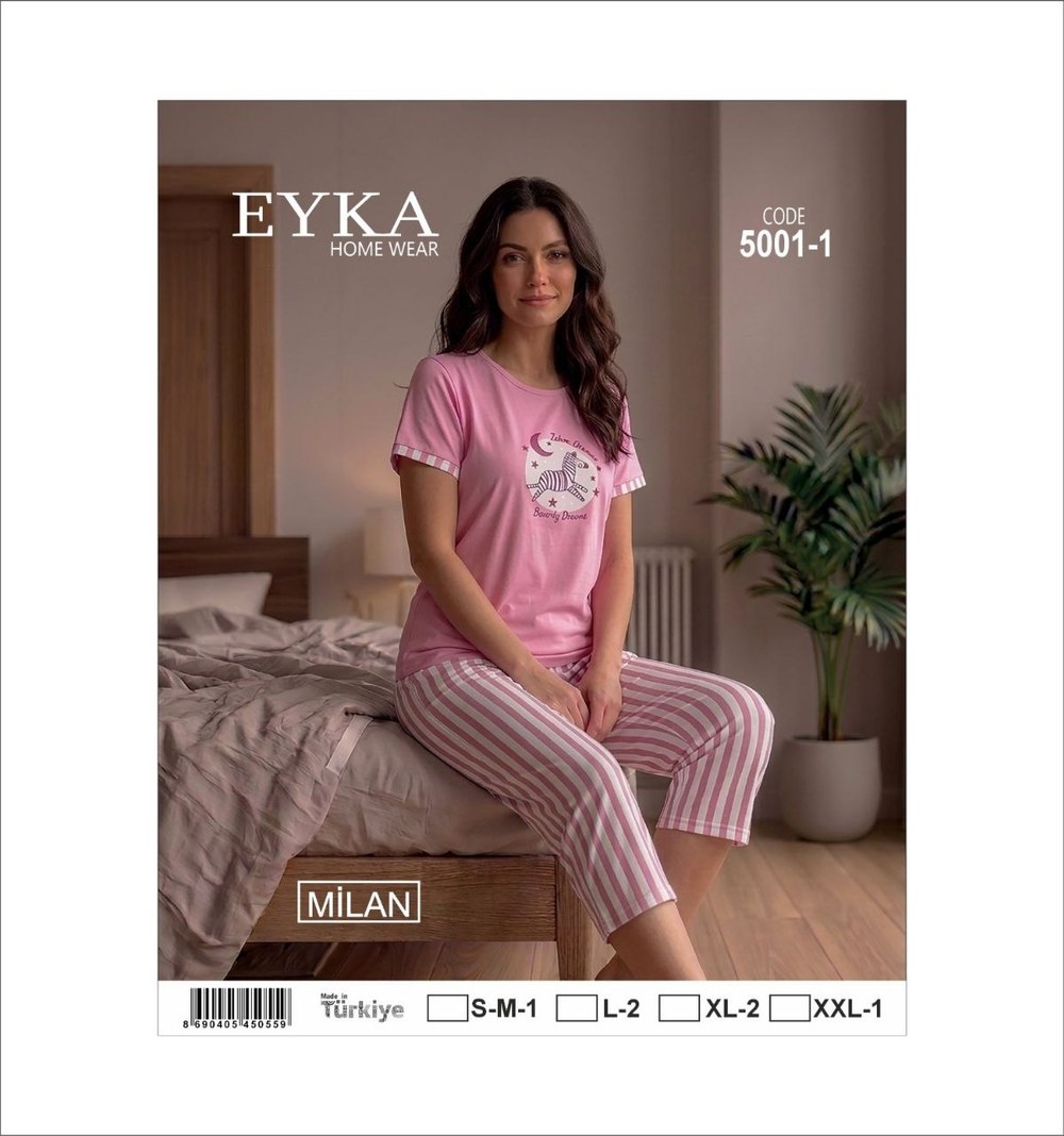 Eyka 5001 Yarım Kollu Pijama Takımı Kod