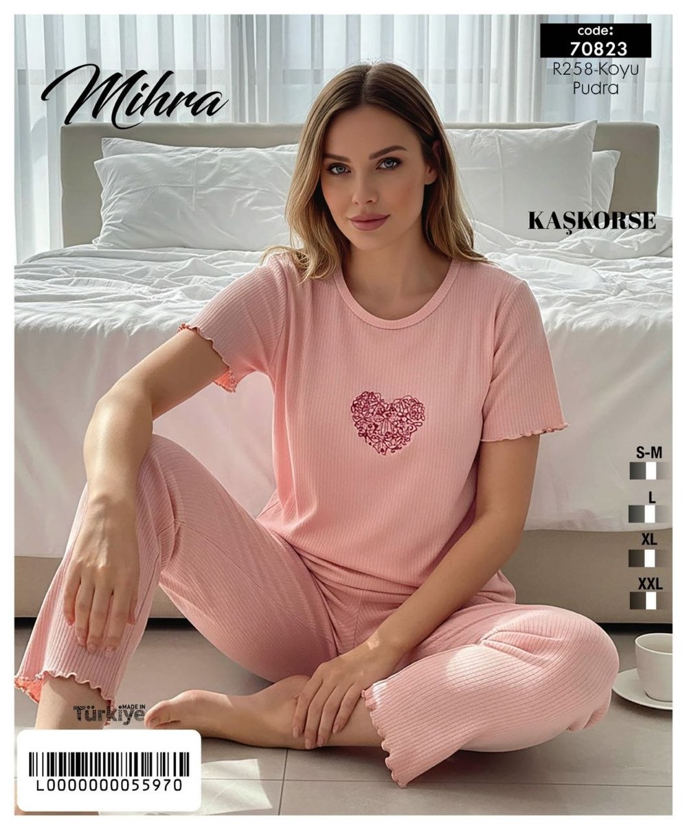 Mihra 70823 Kaşkorse Bayan Kısa Kol Pijama Takım Kod