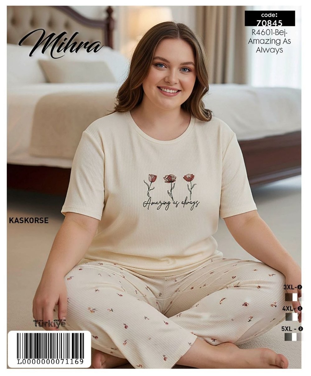 Mihra 70845 Kaşkorse Battal Kısa Kol Pijama Takım Kod