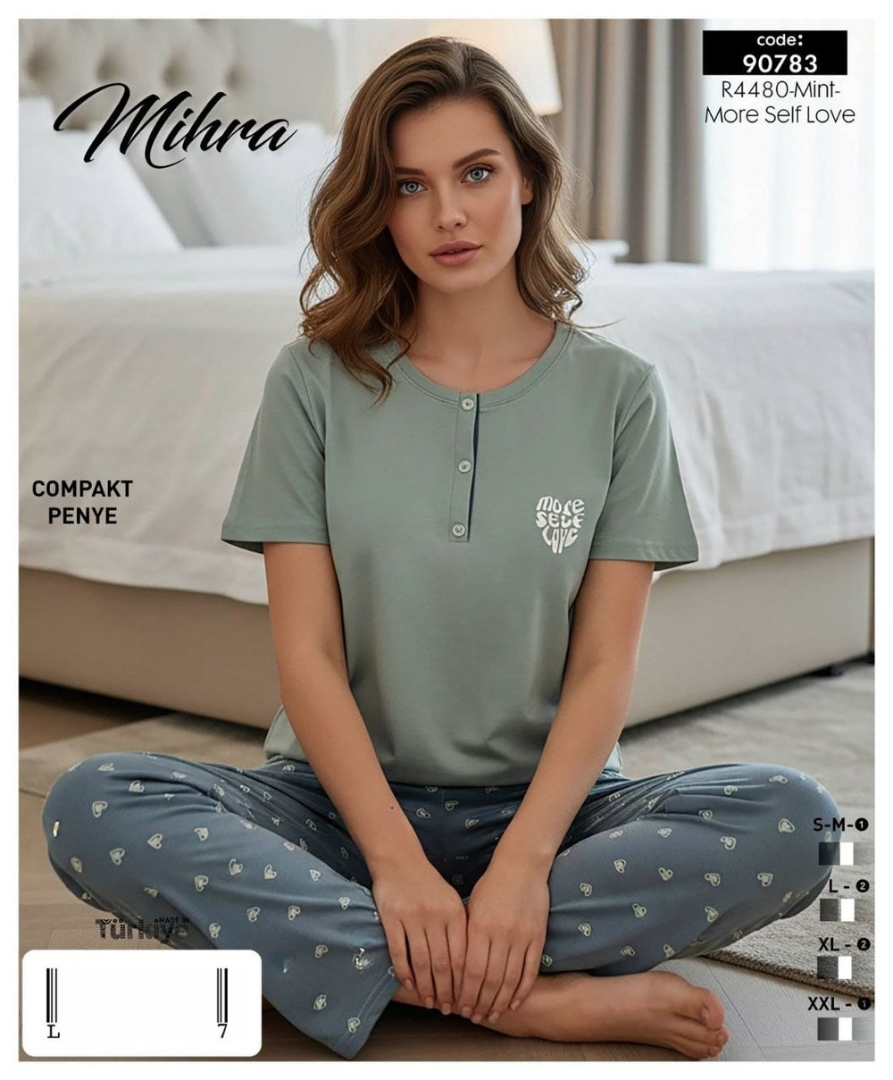 Mihra 90783 Compakt Penye Kısa Kol Pijama Takım Kod