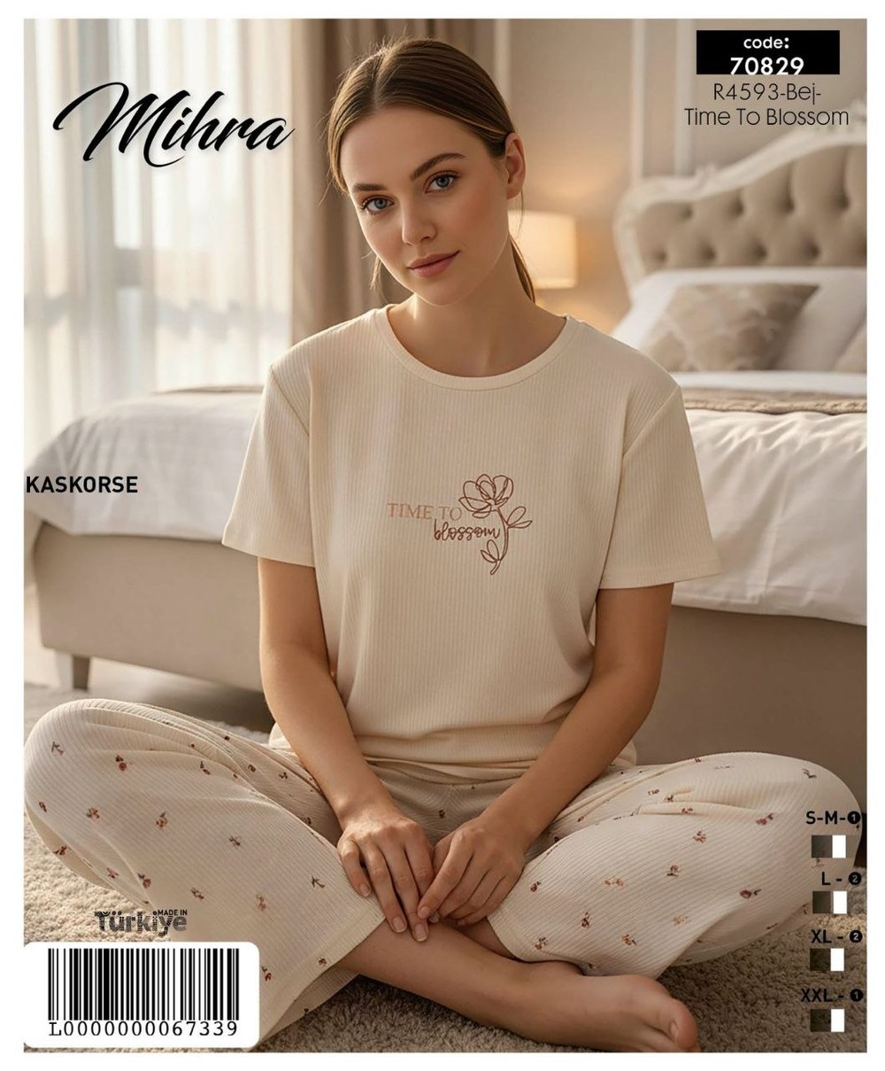 Mihra 70829 Kaşkorse Kısa Kol Pijama Takım Kod