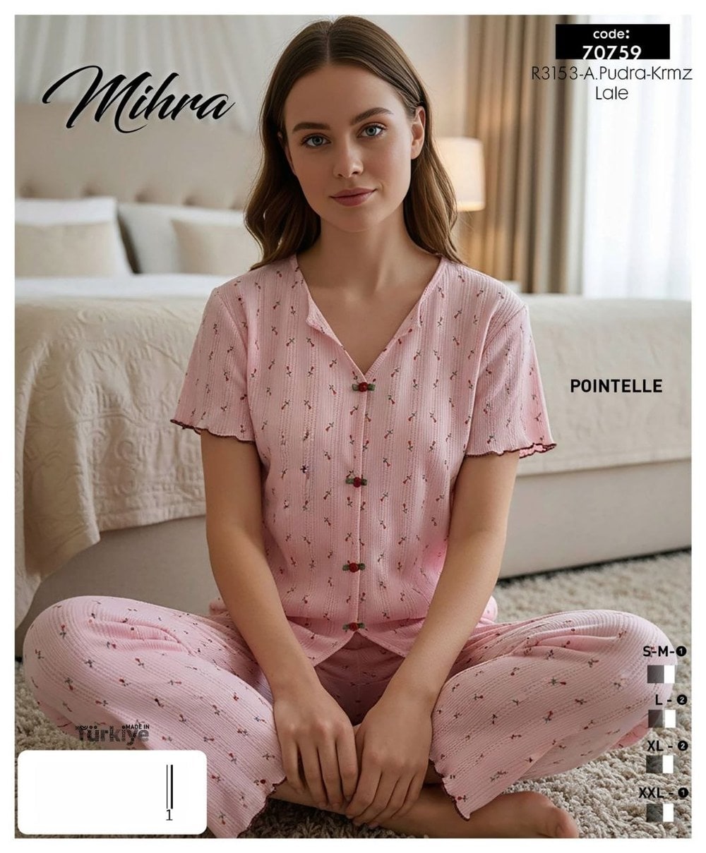 Mihra 70759 Poıntelle Kısa Kol Pijama Takım Kod