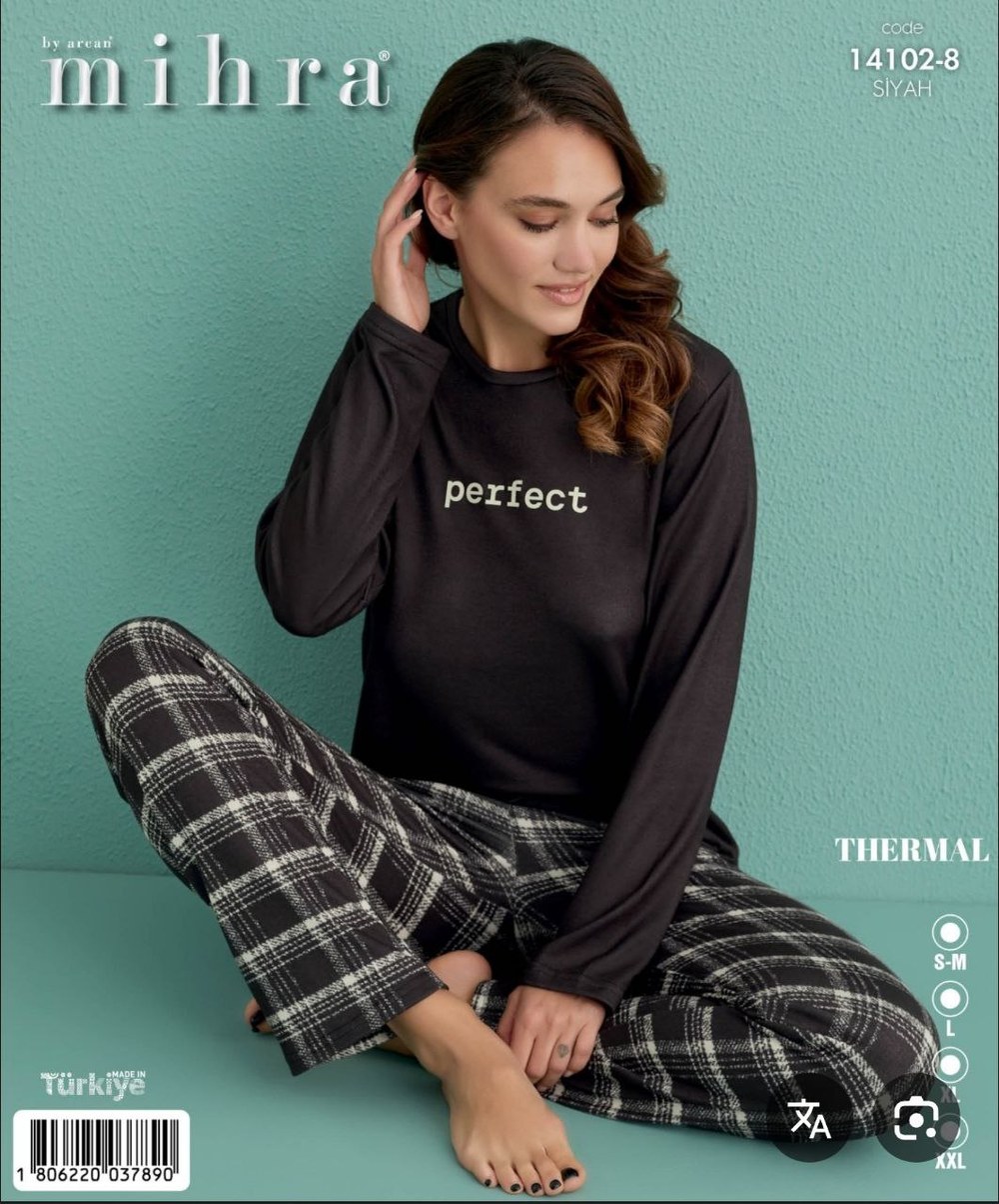 Mihra 14102 Thermal Uzun Kol Bayan Pijama Takım Kod