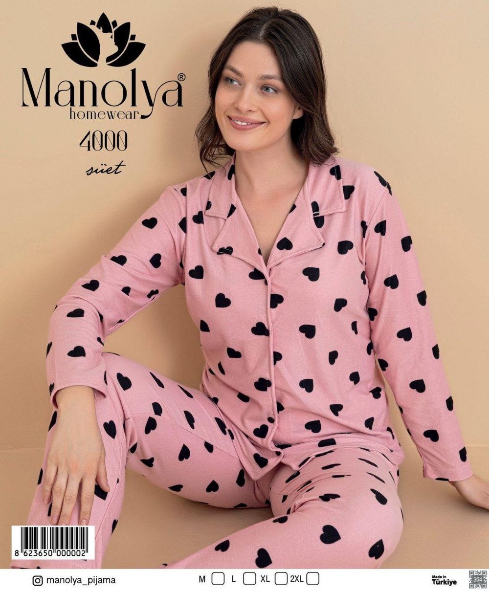 Manolya 4000 Süet Düğmeli Bayan Pijama Takım Kod