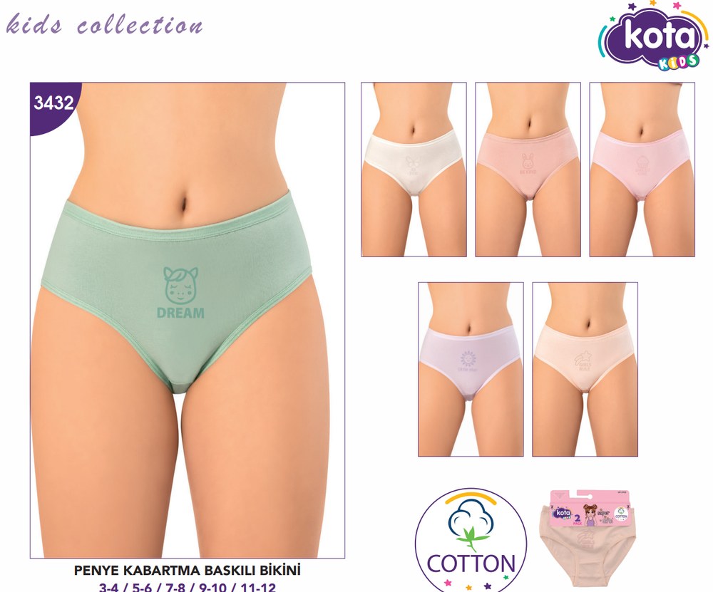 Kız Çocuk Penye Kabartma Baskılı Bikini
