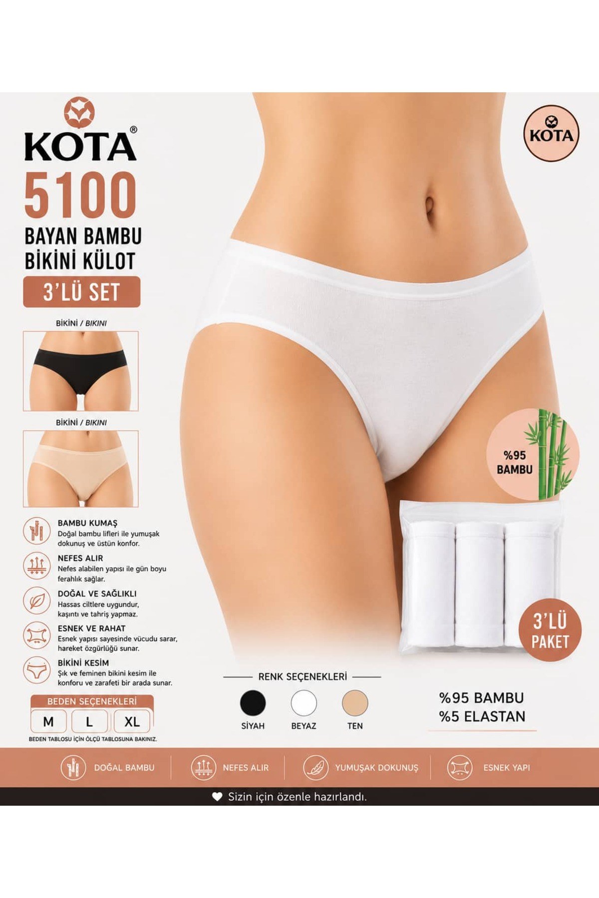 Kadın Bambu Bikini Külot