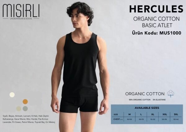 Mısırlı 1000 Erkek Organic Pamuklu Hercules Atlet