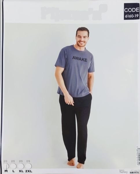 Pijaman 6160-19 Erkek Penye Kısakol Pijama Takım