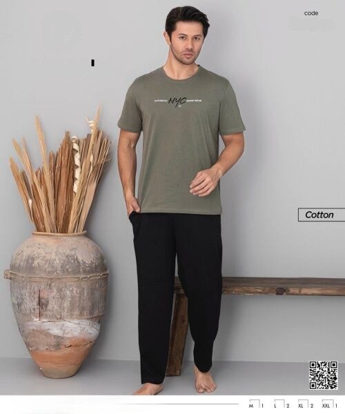 Pijaman 6160-14 Erkek Penye Kısakol Pijama Takım