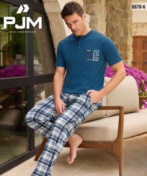 Pjm 6870-6 Erkek Penye Kısa Kol Pijama Takım