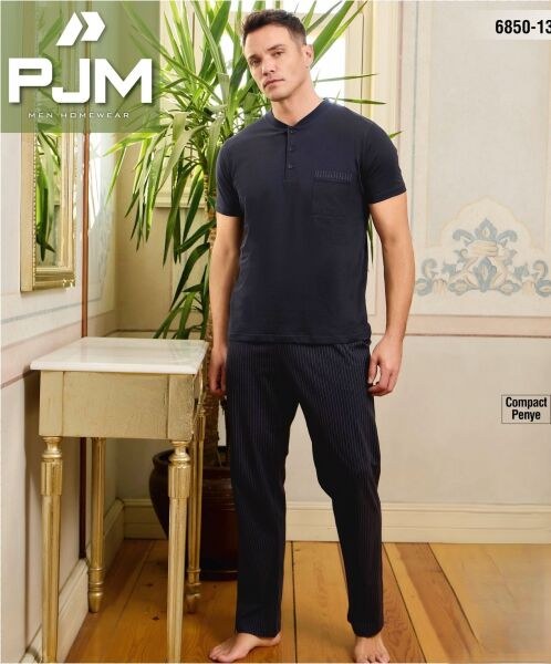 Pjm 6850-13 Erkek Penye Kısa Kol Pijama Takım