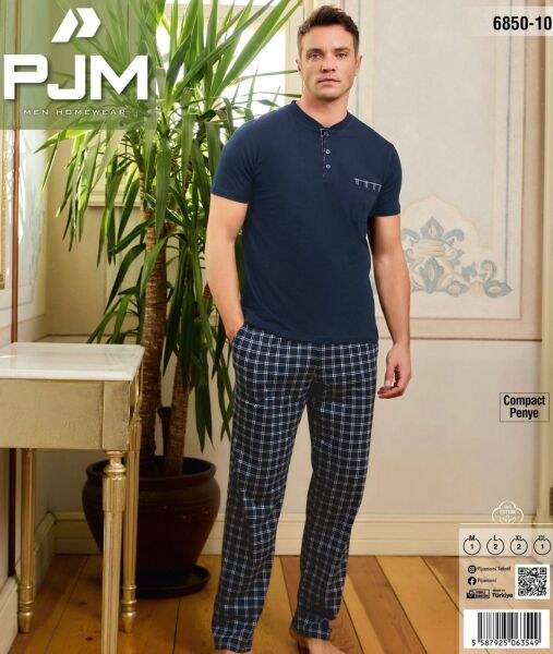 Pjm 6850-10 Erkek Penye Kısa Kol Pijama Takım