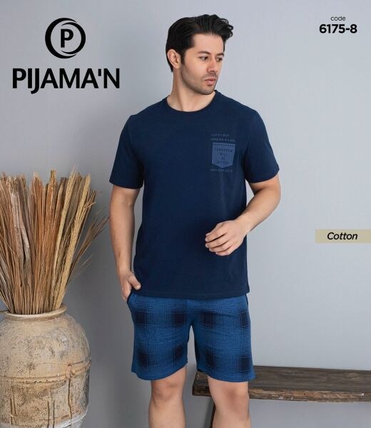 Pijaman 6175-8 Erkek Penye Kısakol Şortlu Takım