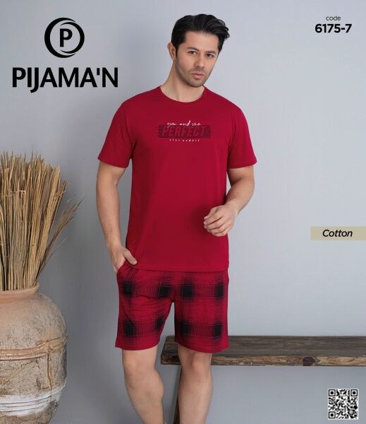 Pijaman 6175-7 Erkek Penye Kısakol Şortlu Takım