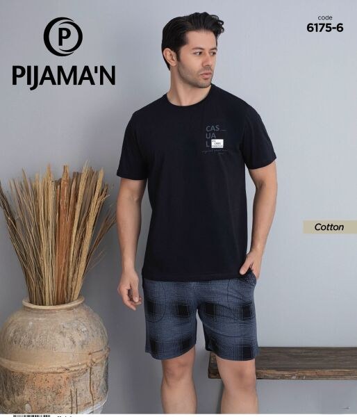 Pijaman 6175-6 Erkek Penye Kısakol Şortlu Takım