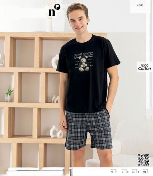 Pijaman 6175-5 Erkek Penye Kısakol Şortlu Takım