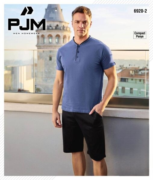 Pjm 6920-2 Erkek Penye Kısa Kol Pijama Takım