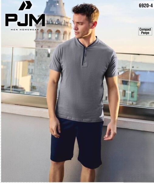 Pjm 6920-4 Erkek Penye Kısa Kol Pijama Takım
