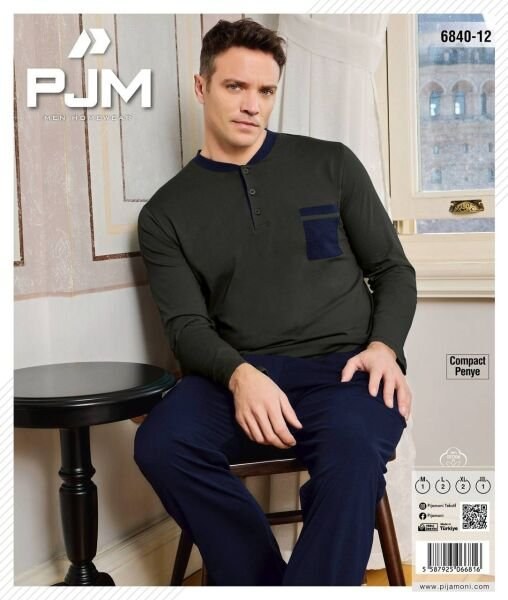 Pjm 6840-12 Erkek Penye 3 Düğme Pijama Takım