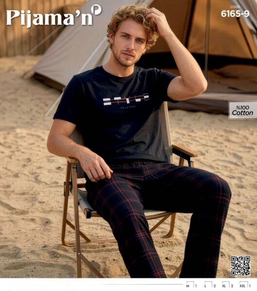 Pijaman 6165-9 Erkek Penye Kısakol Pijama Takım