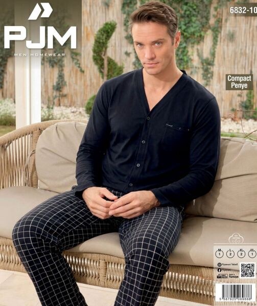 Pjm 6832-10 Erkek Compact Cepli Düğmeli Pijama Tk