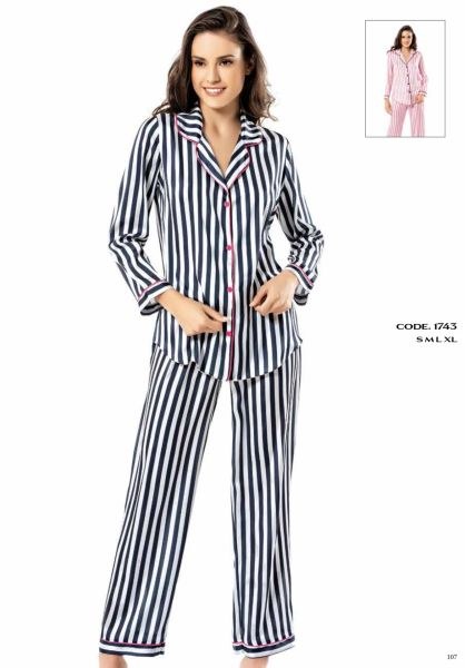 Loriva 1743 Bayan Çizgili Pijama Takım